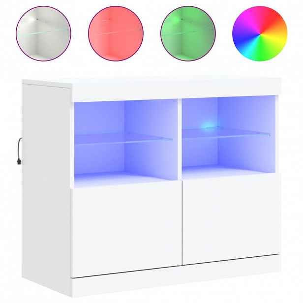 vidaXL Příborník s LED osvětlením bílý 81 x 37 x 67 cm