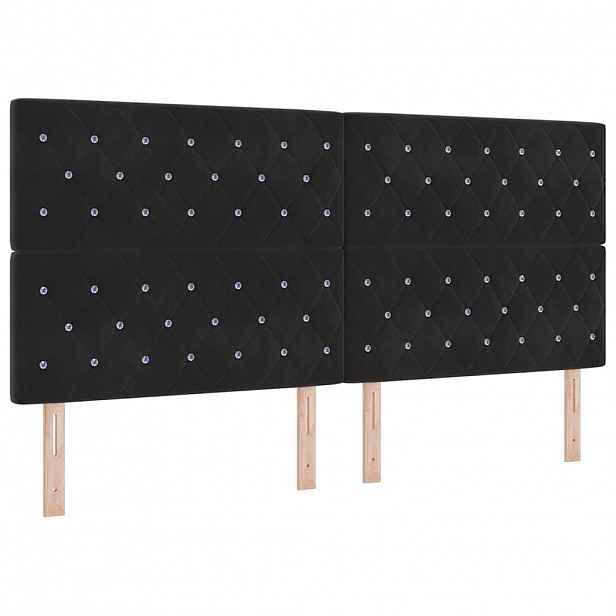 vidaXL LED hlavová deska s LED pásky s čelo Černý 200 cm samet