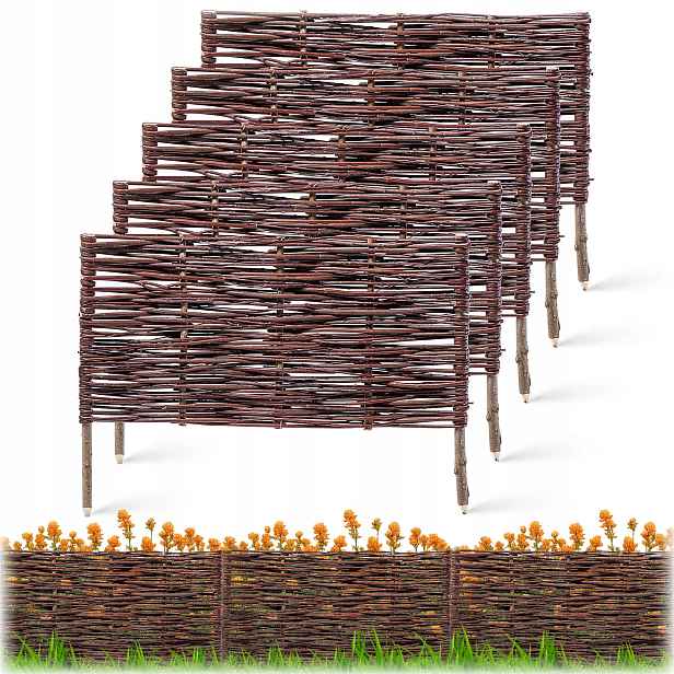5 ks Zahradní Palisáda Proutěná Trávníkový Lem Plot 60x40 cm Set