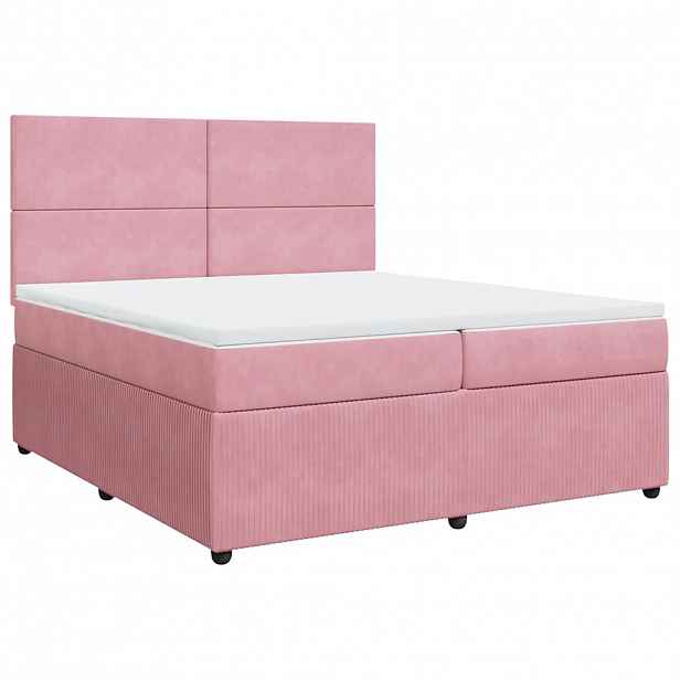 vidaXL Box spring postel s matrací růžová 200x200 cm samet