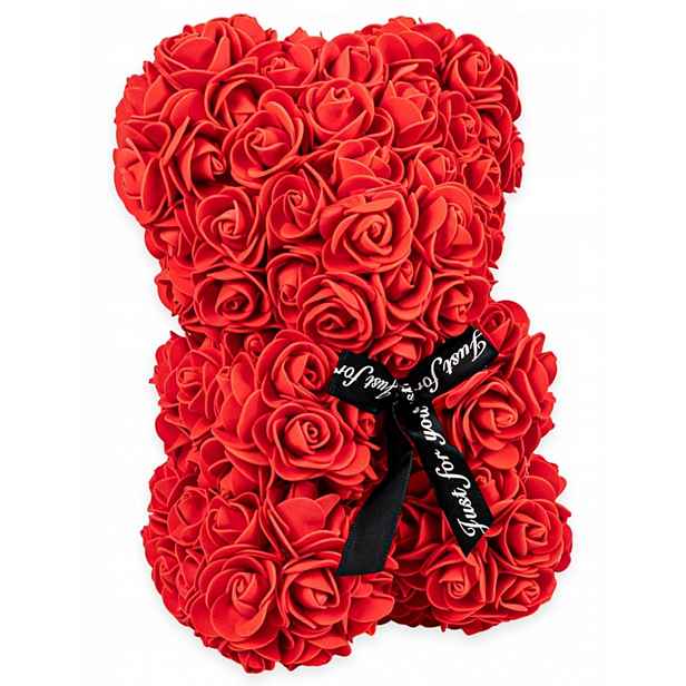 Rose Bear Premium Medvídek Z Růží 26 CM Z Červených Okvětních Lístků Růží rooting