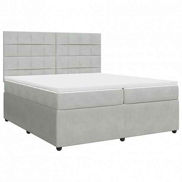 vidaXL Box spring postel s matrací světle šedá 200x200 cm samet