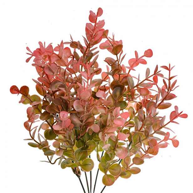 Dekorace zelená umělá rostlina s načervenalými listy - 12*12*35 cm Clayre & Eef