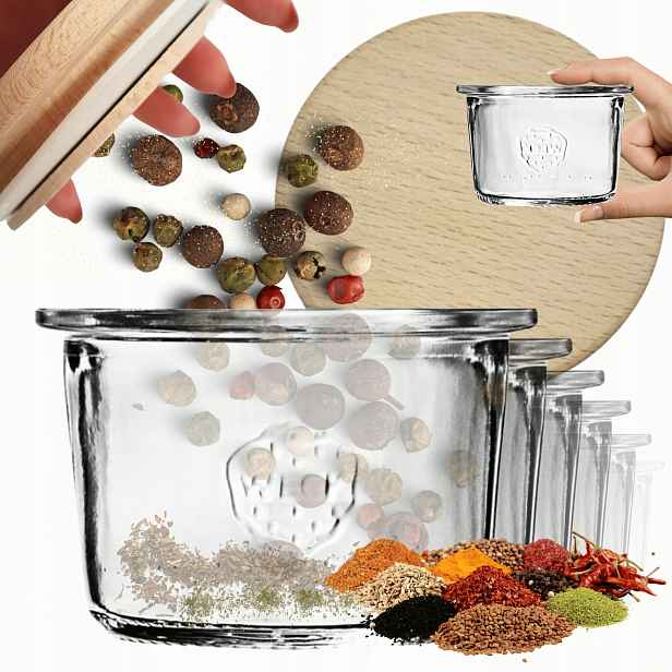 Sklenice Weck 80 ml zavařeniny Mold žáruvzdorné dřevěné víka 12 Ks Pevné
