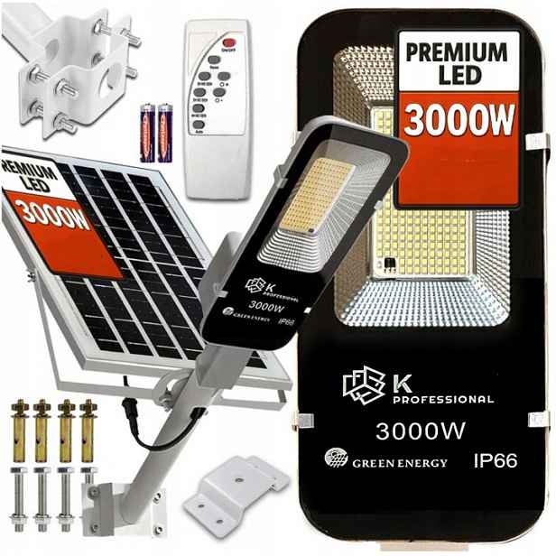 Solární Lampa Výkonná 3000 W Senzorem Soumraku A Pohybu 550 Led