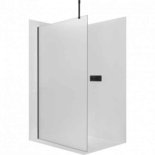 Sprchová zástěna Walk-in Onyx Top Cube L/P - 8 mm - hranatá vzpěra - černá matná, mléčné sklo - 110x200 cm