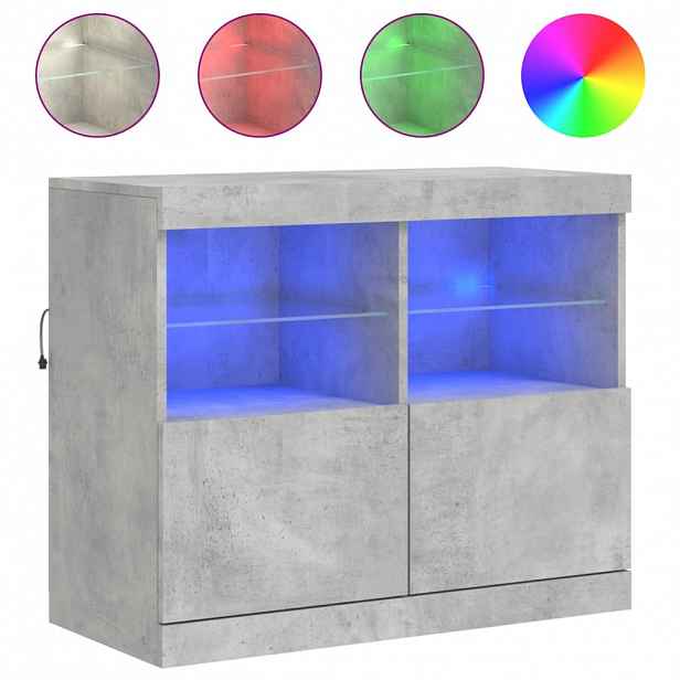vidaXL Příborník s LED osvětlením betonově šedý 81 x 37 x 67 cm