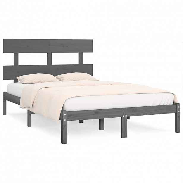 vidaXL Rám postele šedý masivní dřevo 200 x 200 cm
