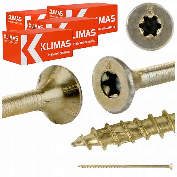Vruty do dřeva Torx 6x160 mm 400 ks tesařské kuželové Klimas Wkcs