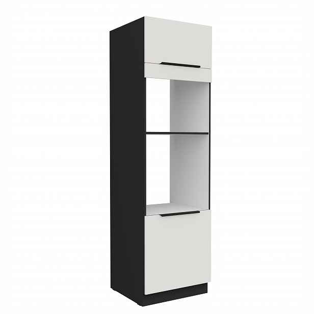 Vysoká skříňka pro vestavnou a mikrovlnou troubu Aria 60 DPM-210 2F Barva korpusu: Černá, Barva dvířek: WH - Crystal white AFM