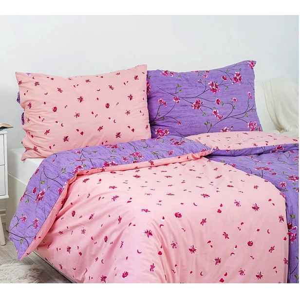Bavlněné povlečení DELUXE 140x200+70x90 Fleur fialová