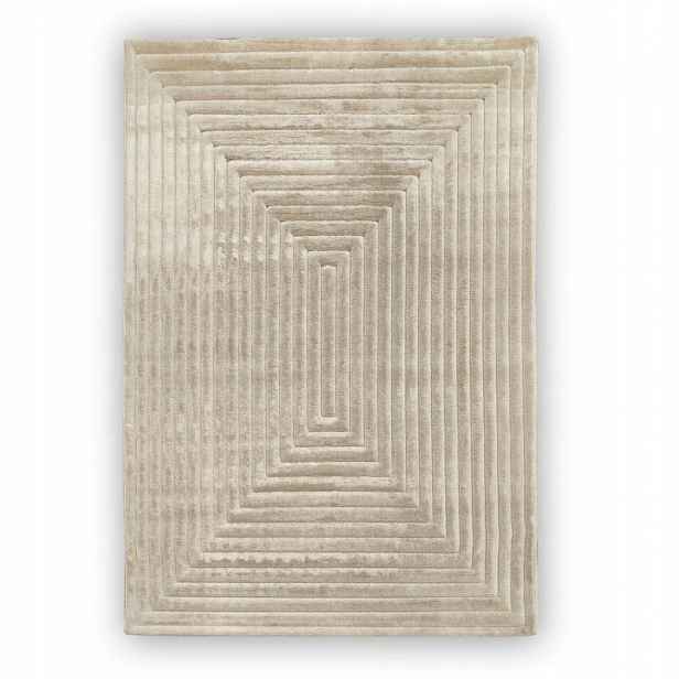 Koberec béžový do obývacího pokoje 80x150 cm, moderní vyřezaný geometrický vzor boho