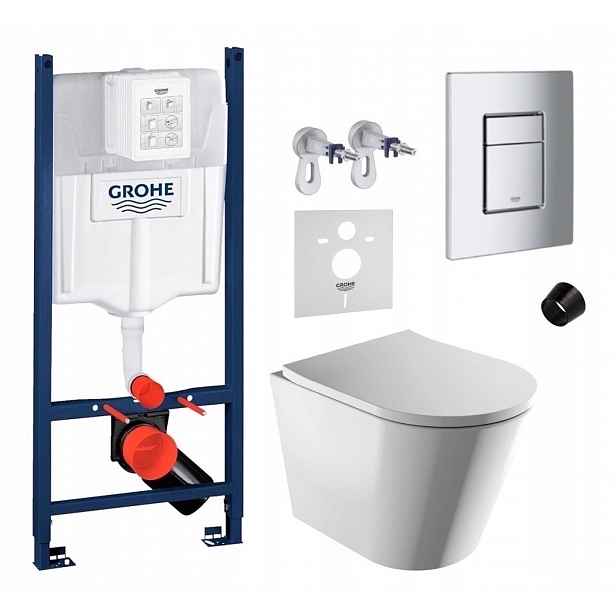 Sada Wc Rám Grohe s mísou Wc Tampa Rim a tlačítkem chrom Fresh