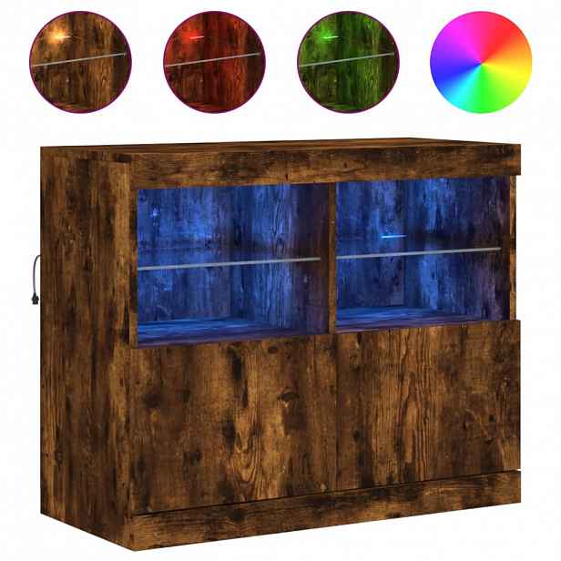 vidaXL Příborník s LED osvětlením kouřový dub 81 x 37 x 67 cm