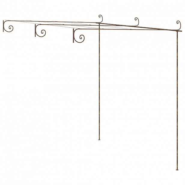 vidaXL Zahradní pergola hnědá s patinou 3 x 3 x 2,5 m železná