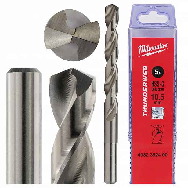 Vrtáky do kovu Milwaukee 10.5 mm 5 ks Hss-g Thunderweb
