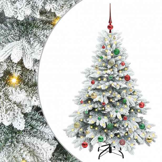 vidaXL Umělý vánoční stromeček s 150 LED diodami Bílá 150 cm PE a PVC