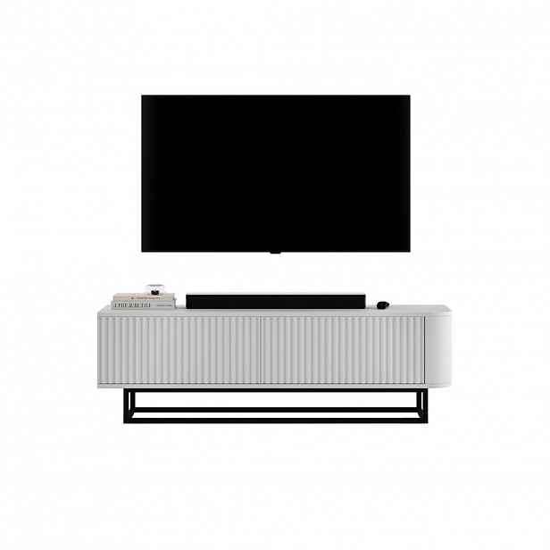 Meble Lindner TV STOLEK Aurora bílý matný 140 cm s kovovým rámem