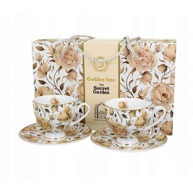 2 šálky roses white golden line růže dárek
