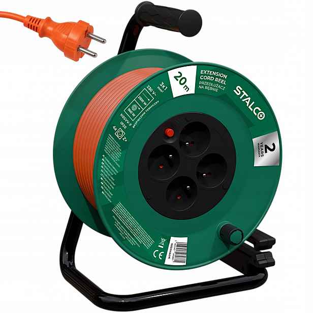 Prodlužovací Kabel Bubnová 20 m 4 Zásuvky Kabel 3x1 mm² 16 A Oranžová Stalco