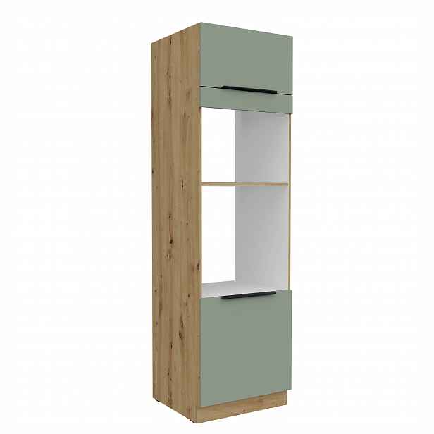 Vysoká skříňka pro vestavnou a mikrovlnou troubu Aria 60 DPM-210 2F Barva korpusu: Dub artisan, Barva dvířek: SA - Aquamarine AFM