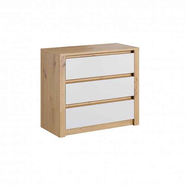 Komoda MALTA K3S - dub artisan/bílá