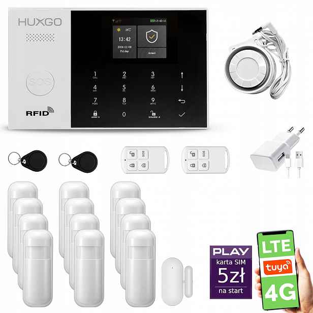Bezdrátový alarm WiFi Gsm 4G, Tuya alarmová sada Huxgo HXA005 R12PS