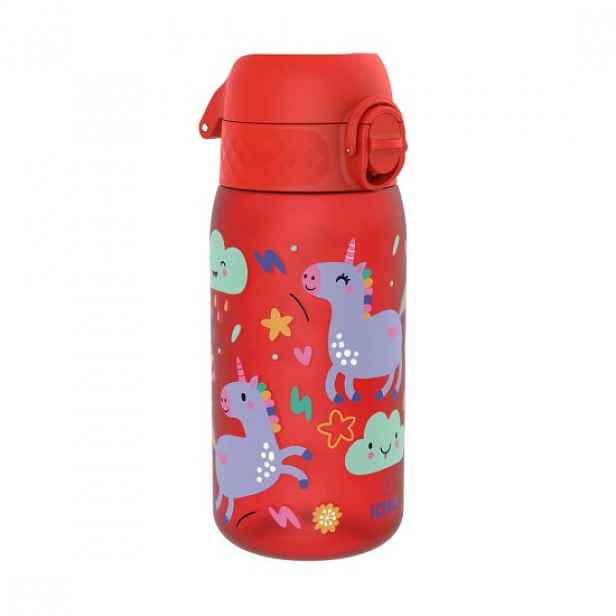 Dětská láhev na vodu, recyclon, 350 ml, Red Unicorns - Ion8