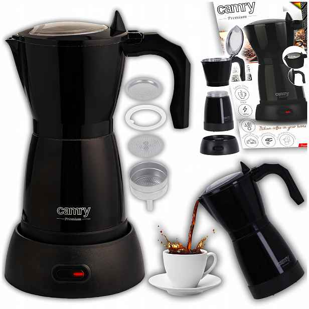 Elektrický moka kávovar Camry CR4415 Black bez šálku 6 šálků 300 ml