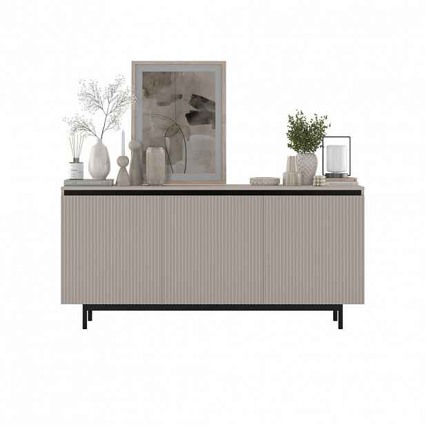 Meble Lindner KOMODA Selene 3D matný kašmír 167 cm s kovovým rámem