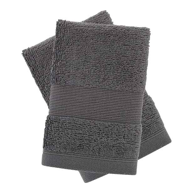 Tmavě šedé froté bavlněné ručníky v sadě 2 ks 30x30 cm Anti-Bacterial – Catherine Lansfield
