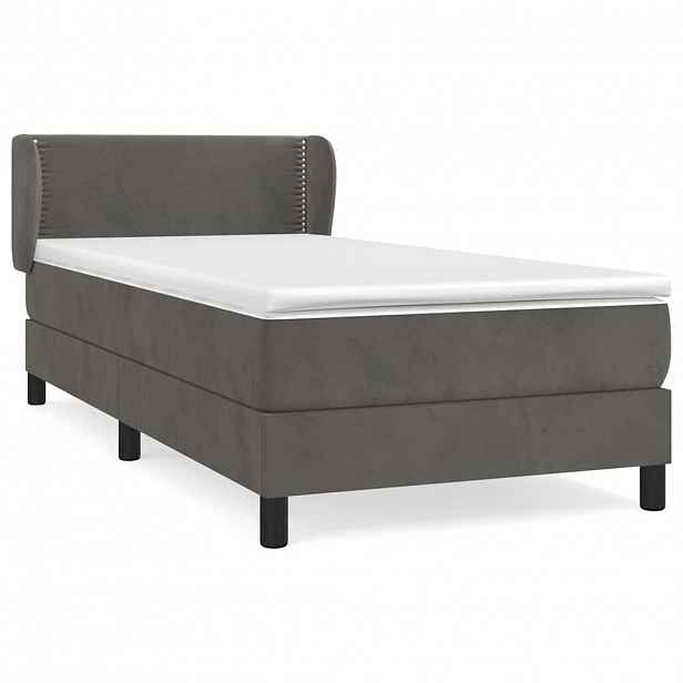 vidaXL Box spring postel s matrací tmavě šedá 90x200 cm samet