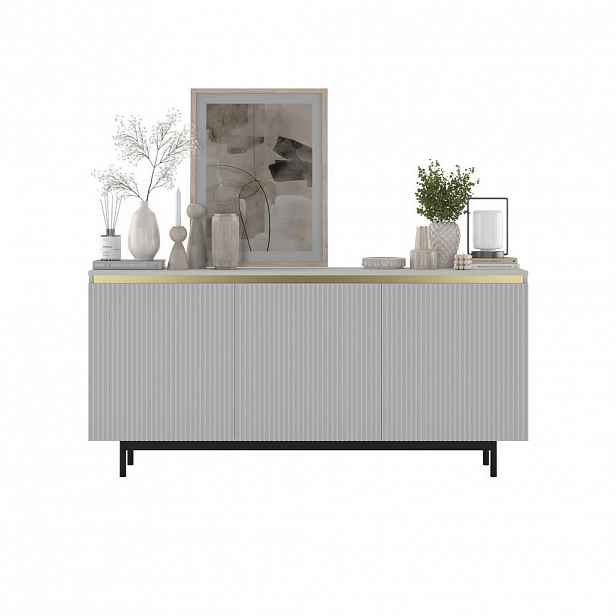 Meble Lindner KOMODA Selene 3D matná bílá 167 cm s kovovým rámem