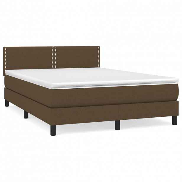 vidaXL Box spring postel s matrací tmavě hnědá 140x190 cm textil