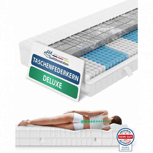 AM Qualitätsmatratzen MATRACE s taštičkovými pružinami 3D Deluxe 80/200 cm H4 - výška 24 cm a potah z tencelu