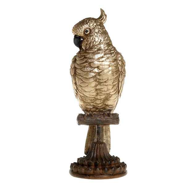 Bronzová dekorace papoušek na podstavci Parroté  - 11*10*28 cm Chic Antique