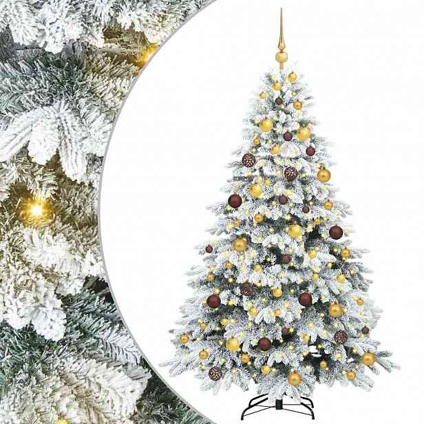 vidaXL Umělý vánoční stromeček s 300 LED diodami Bílá 180 cm PE a PVC