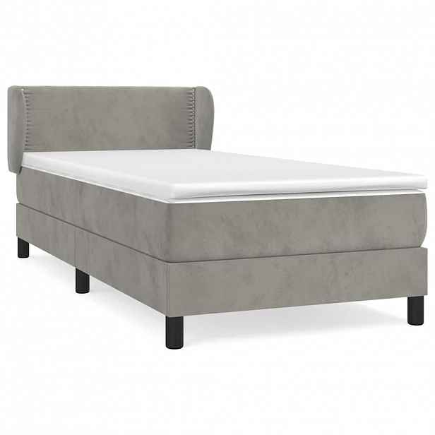 vidaXL Box spring postel s matrací světle šedá 100x200 cm samet
