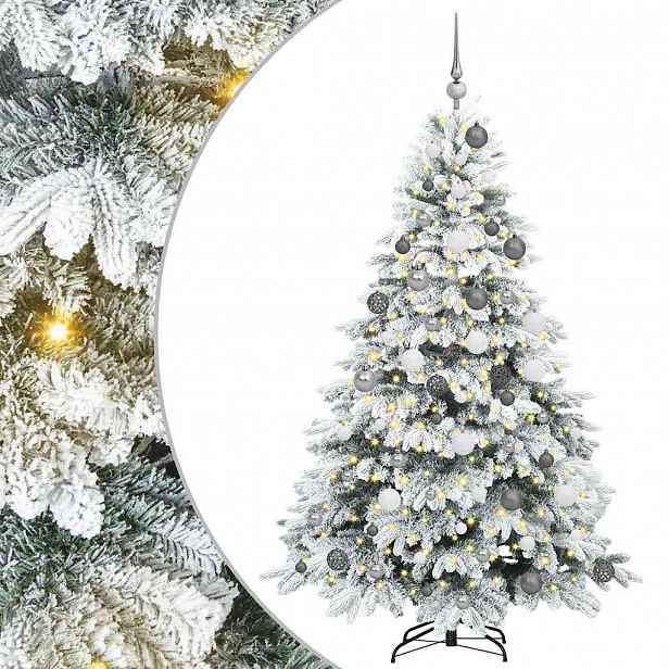 vidaXL Umělý vánoční stromeček s 300 LED diodami Bílá 180 cm PE a PVC