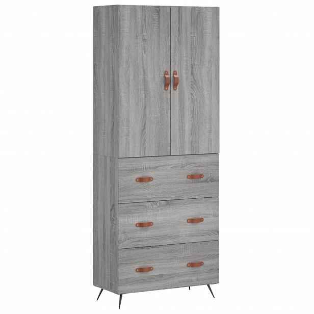 vidaXL Skříň highboard šedá sonoma 69,5 x 34 x 180 cm kompozitní dřevo