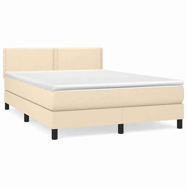 vidaXL Box spring postel s matrací krémová 140x190 cm textil
