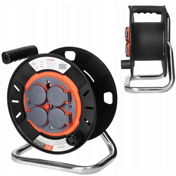Bubnový navíječ odolný proti stříkající vodě IP44 4x2P+Z 16A 230V, H05RR-F 3x1,5 m