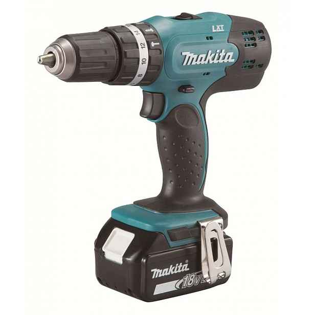 Makita - 18V AKU vrtačka s příklepem, 1x aku Li-ion LXT 3,0 Ah, nabíječka DHP453RFX8