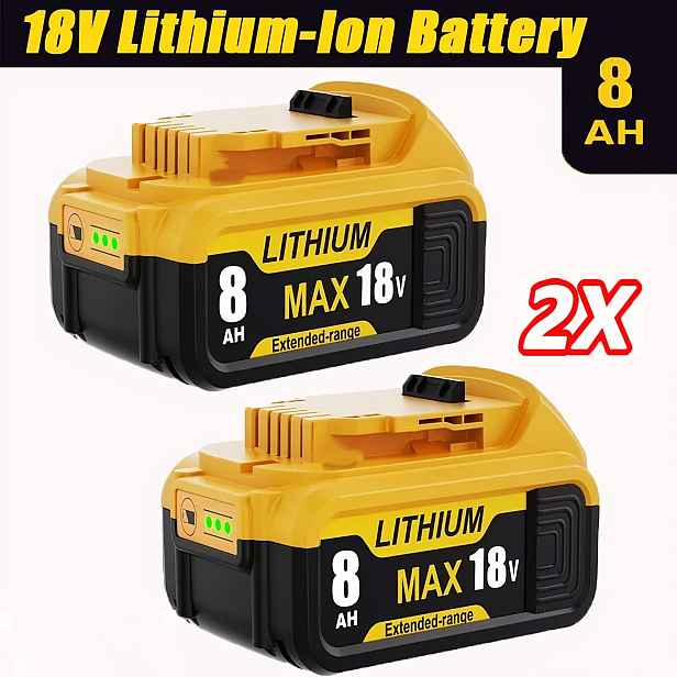 TEMU 2 x Náhradní baterie 18V 8000mAh pro 18V Baterii DCB200 DCB 606 , pro Akumulátorové Elektrické Nářadí DCB203 DCB204 N123283 N123282 DCB204-2