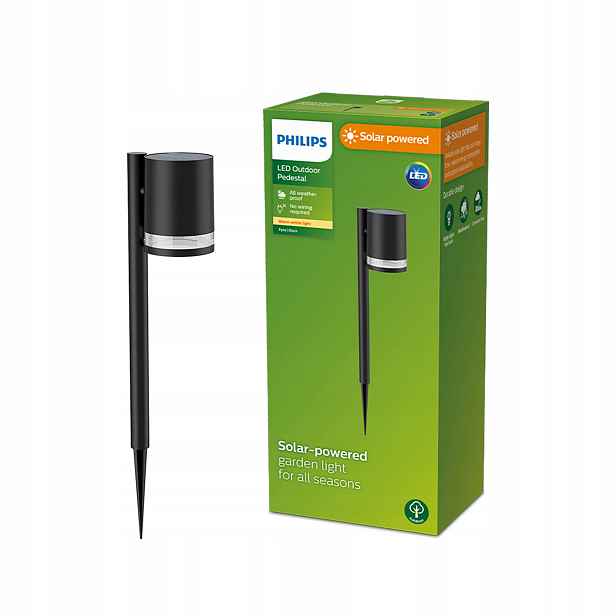 Zahradní Led svítidlo Sloupkové solární Fyce 1,5W 2700K IP44 Senzor Philips