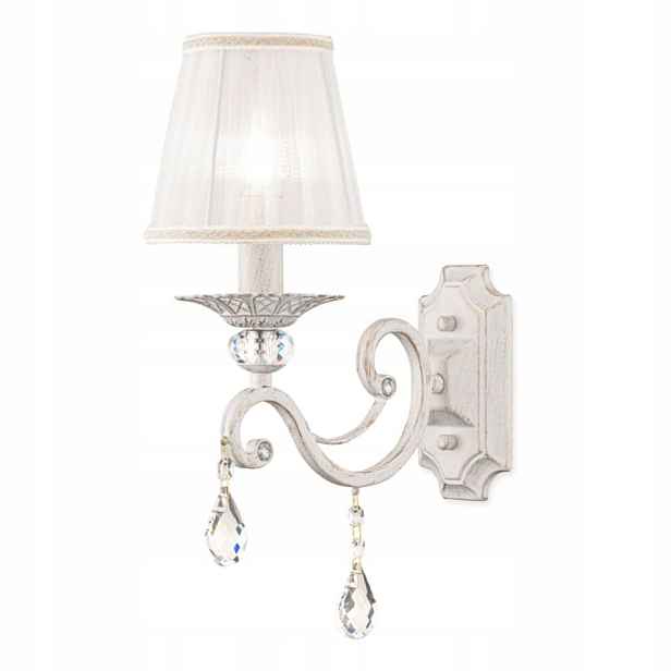 Nástěnná lampa nástěnné svítidlo bílé s krystaly, stínidlo z organzy Maytoni