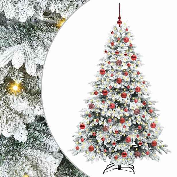 vidaXL Umělý vánoční stromeček s 300 LED diodami Bílá 180 cm PE a PVC