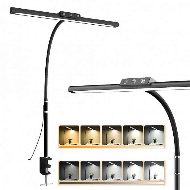 Led stolní lampička na stůl pro čtení nastavitelná 10W Stmívač 3 barvy