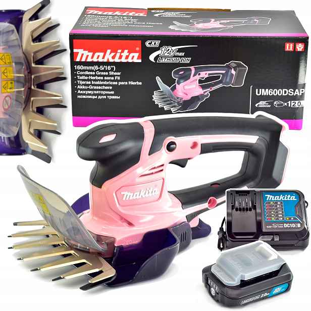 Makita Nůžky Na Trávy AKU12V Cxt Růžové UM600DSAP 16cm 1kg Nabíječka A Aku