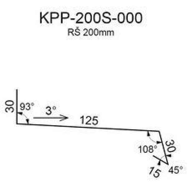Ohýbaný lakovaný parapet RS200S-30 SP25 RAL7035 0,50mm 2bm